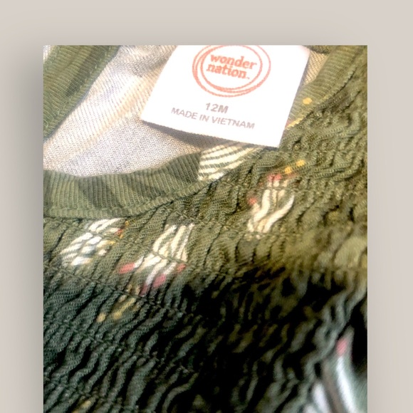 Wonder Nation Toddler Girls Short Sleeve Smocked Woven Dress, Sizes 12M NWOT - Picture 5 of 5